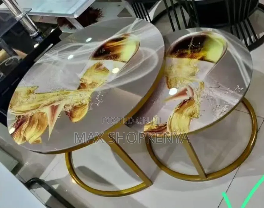 Elegant Glass-Effect Marble Nesting Coffee Table Set