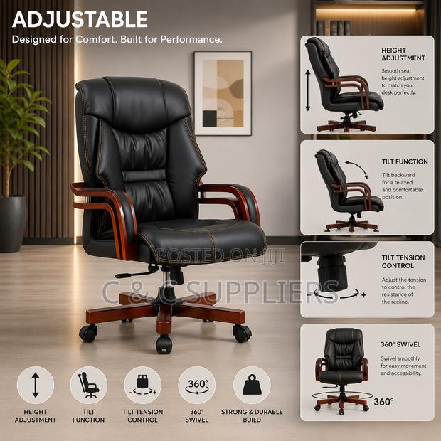 Black Leather Boss High Back Seat. - thumbnail 4