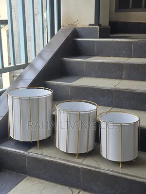 3pc Floor Standing Flower Pot Set | Black White