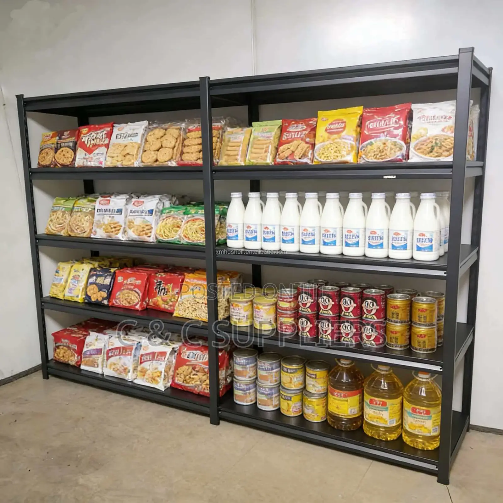 Metallic Adjustable Black Shelving Rack.