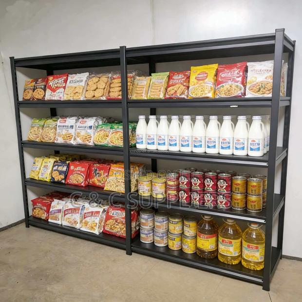 Metallic Adjustable Black Shelving Rack. - thumbnail 2