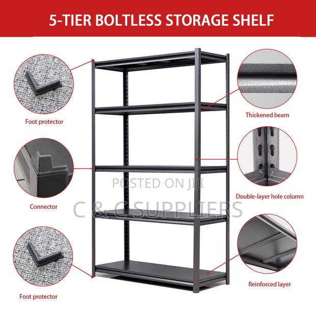 Metallic Adjustable Black Shelving Rack. - thumbnail 6