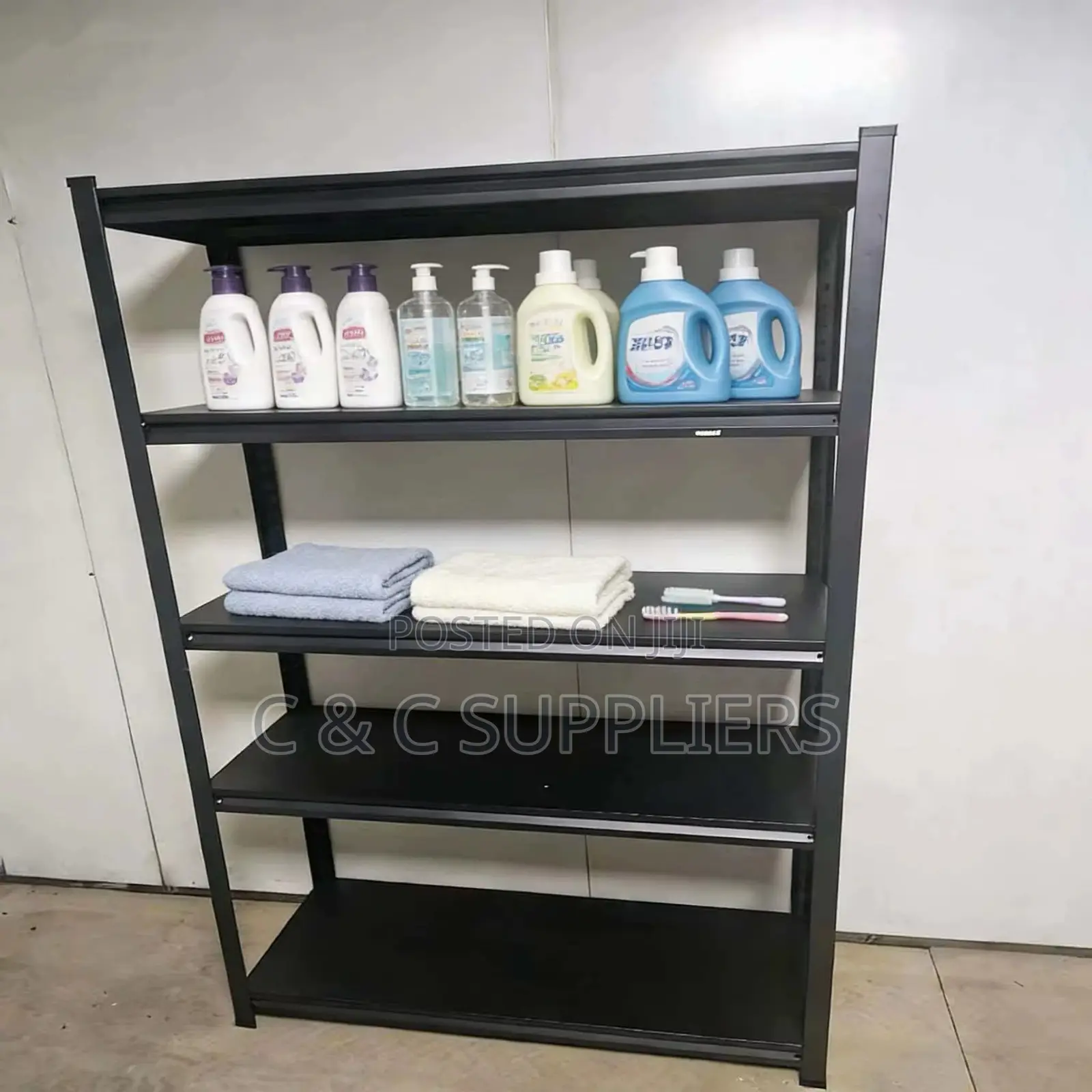 Metallic Adjustable Black Shelving Rack.