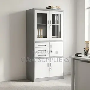 2-Door Lockable Steel Cabinet With a Safe.