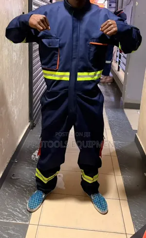 Navy Blue Cargo Overall With Reflective