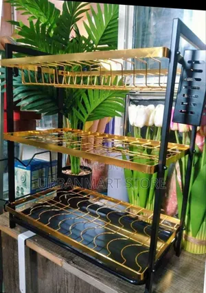 3 Layer Black Gold Carbon Steel Dish Rack