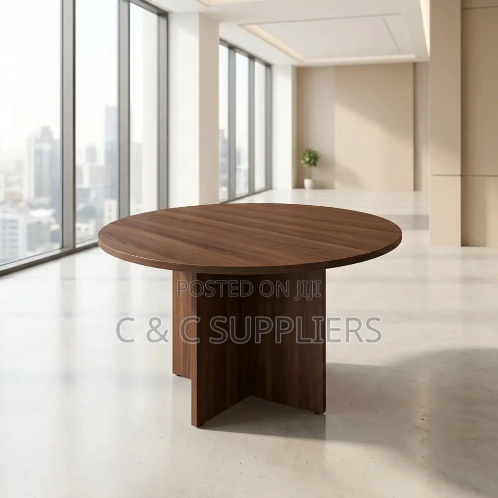 Round Brown Meeting Table.