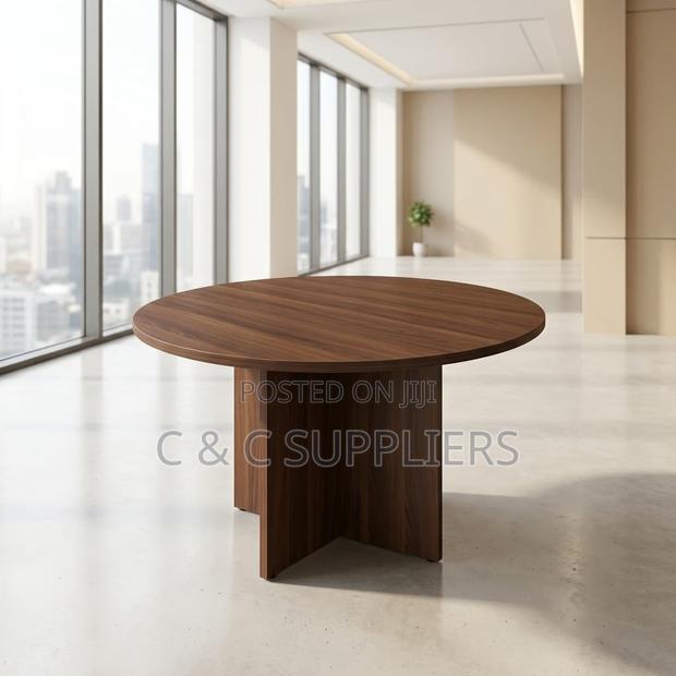 Round Brown Meeting Table. - main view
