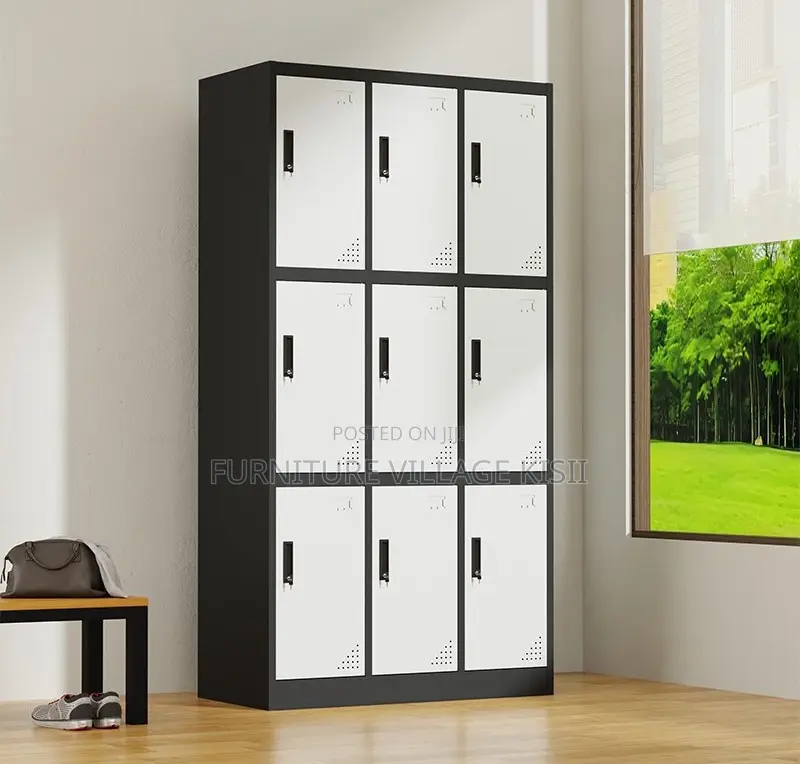 Locker; 9-Drawer Metallic Storage Cabinet