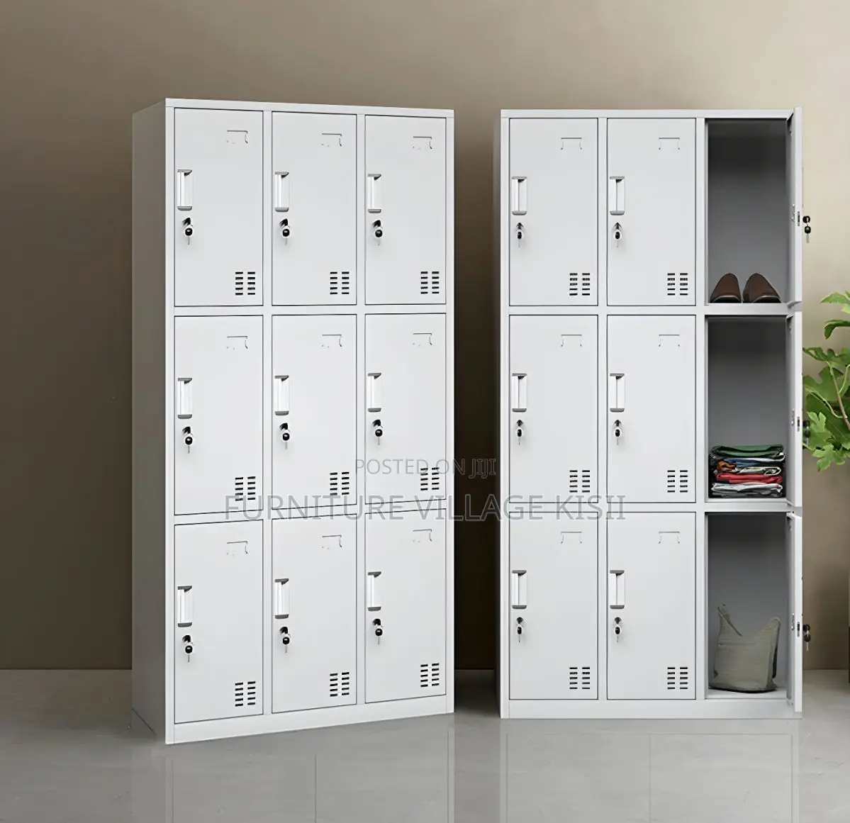 Locker; 9-Drawer Metallic Storage Cabinet