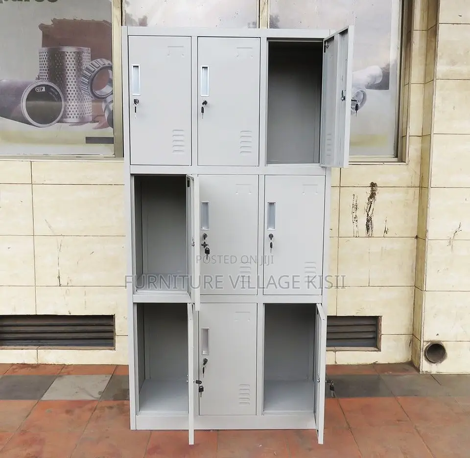 Locker; 9-Drawer Metallic Storage Cabinet