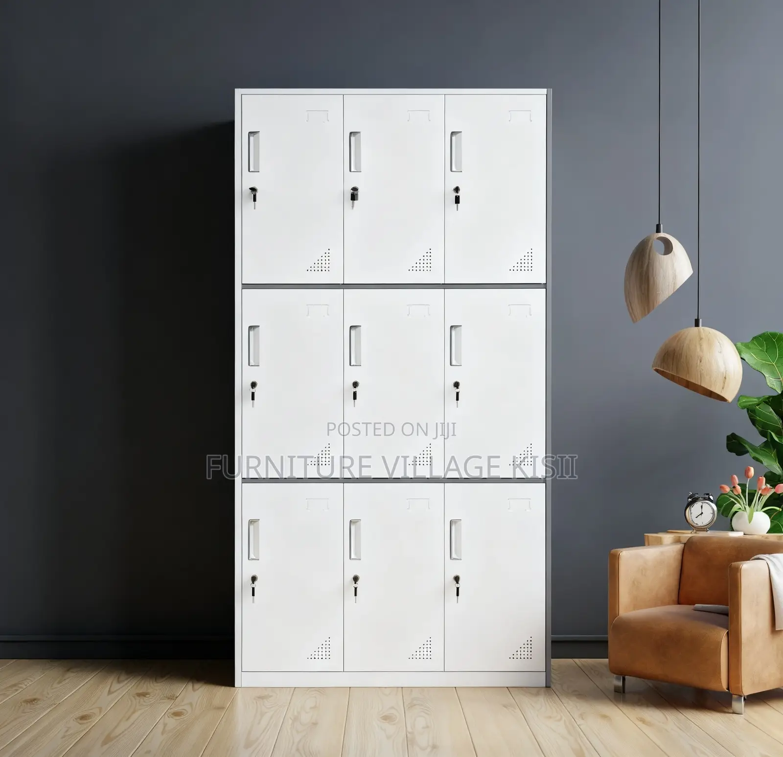 Locker; 9-Drawer Metallic Storage Cabinet