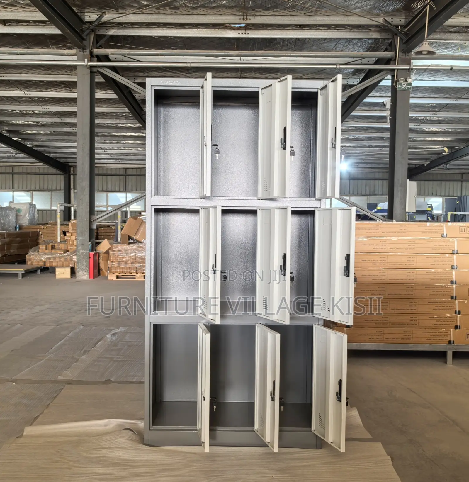 Locker; 9-Drawer Metallic Storage Cabinet
