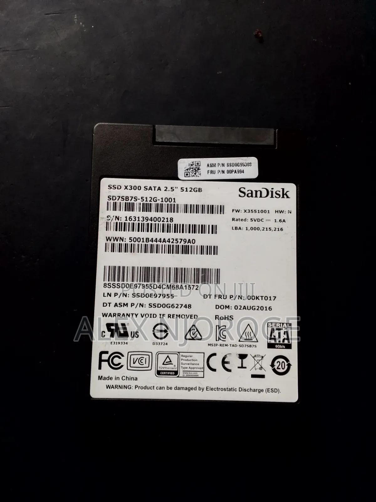 Pre-Owned San Disk 512Gb SSD (Solid State Drive) - Good Condition