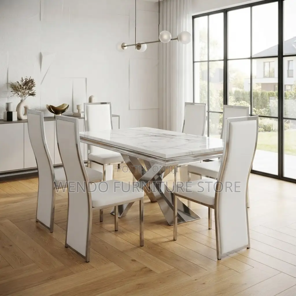 Dining Set; Six Seaters Marble Home Dining Set