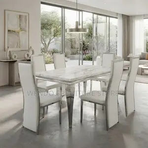 Dining Set; Six Seaters Marble Home Dining Set