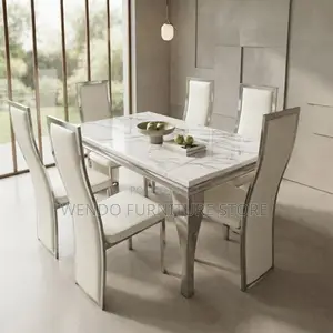 Dining Set; Six Seaters Marble Home Dining Set