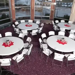 Home Tables; Round White Foldable Home Table