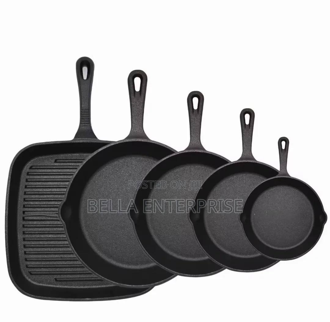 5pcs Cast Iron Skillet Set and Steak Pan