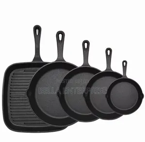 5pcs Cast Iron Skillet Set and Steak Pan