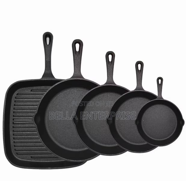 5pcs Cast Iron Skillet Set and Steak Pan