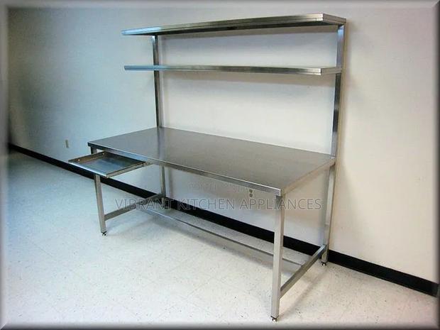 Work Table With Double Overshelves - main view