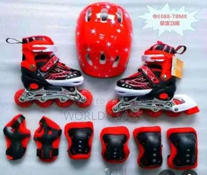 Kids Adjustable Roller Skates With Protective Gear Set