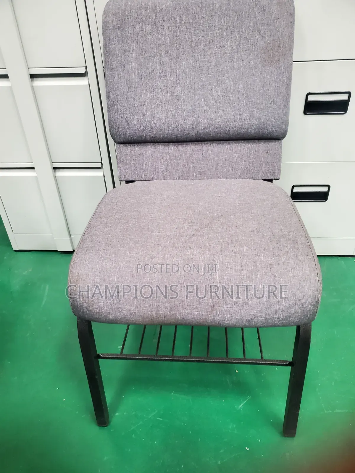 Padded Fabric Conference Chair With Rack