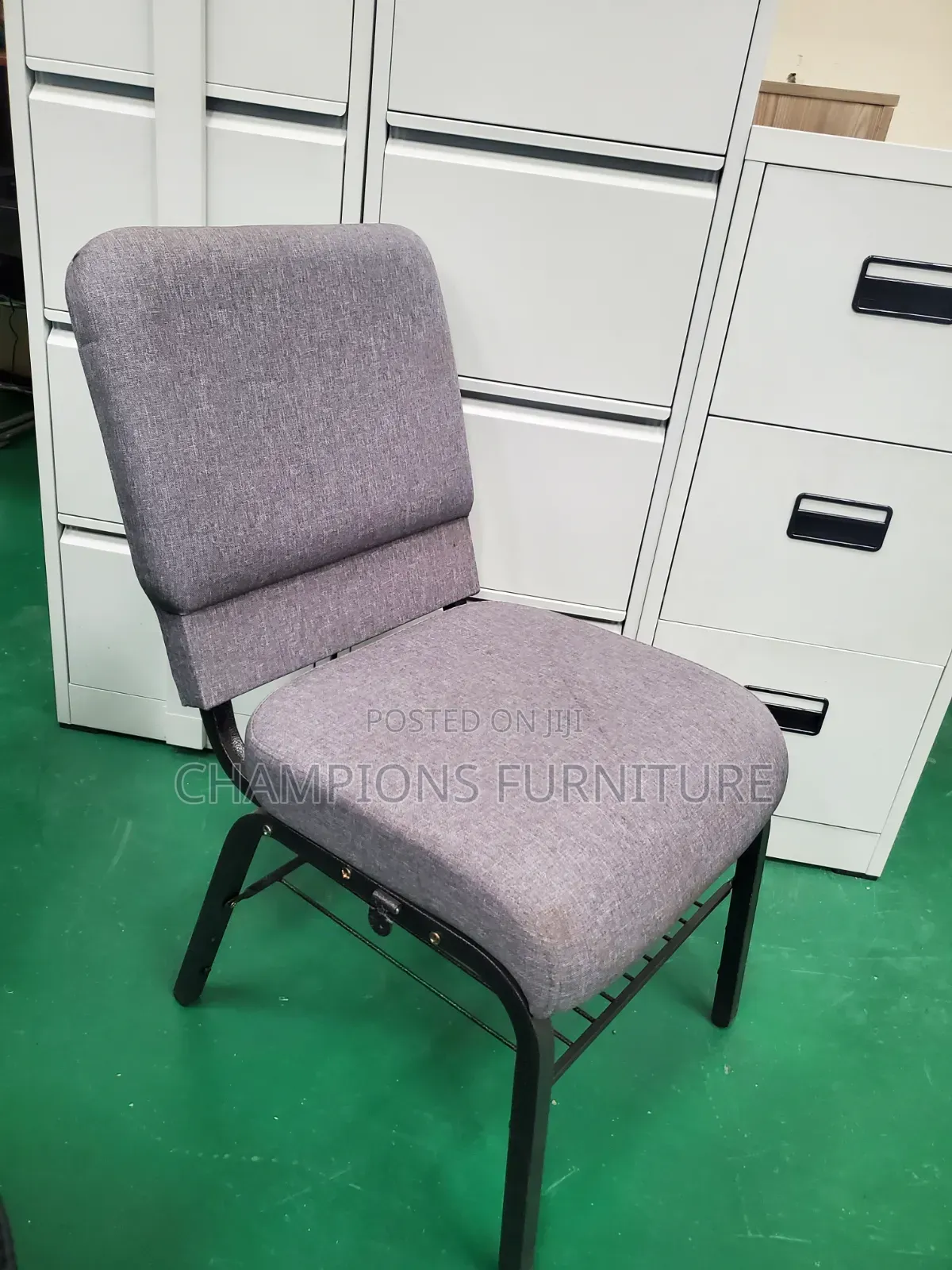 Padded Fabric Conference Chair With Rack