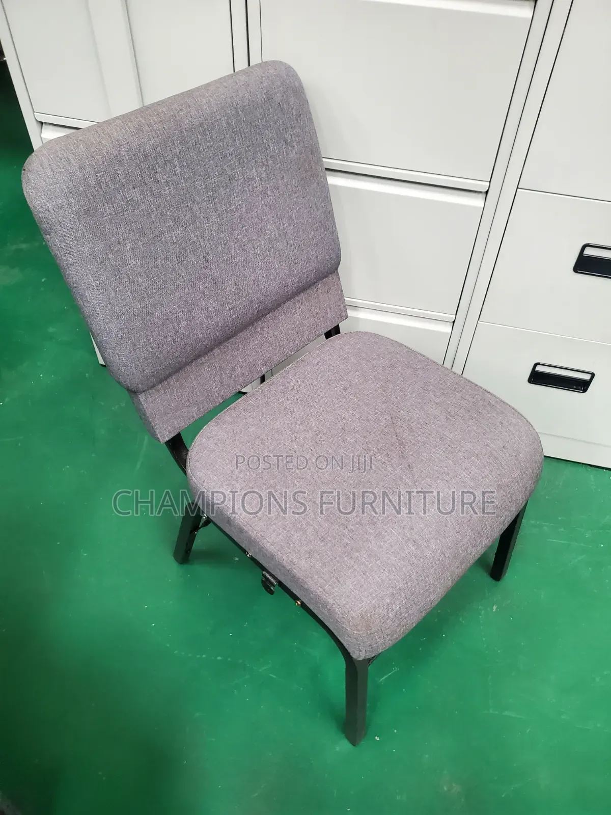 Padded Fabric Conference Chair With Rack