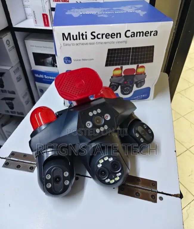 4 Lens Solar Powered PTZ Rotating Camera With Siren Horn
