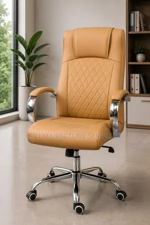 High Back Quilted Leather Swivel Chair