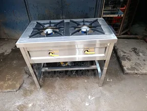 Stainless Steel Commercial Double Burner Gas Cooker.