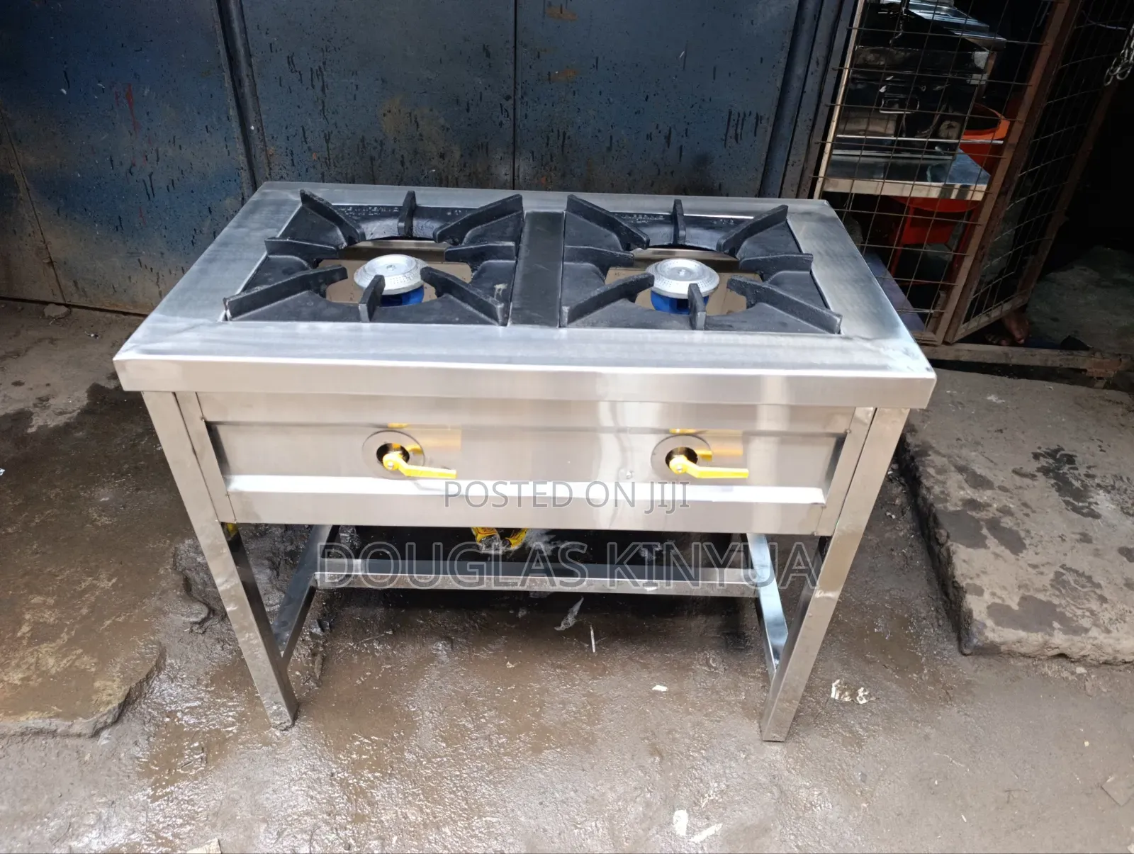 Stainless Steel Commercial Double Burner Gas Cooker.