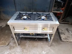 Stainless Steel Commercial Double Burner Gas Cooker.