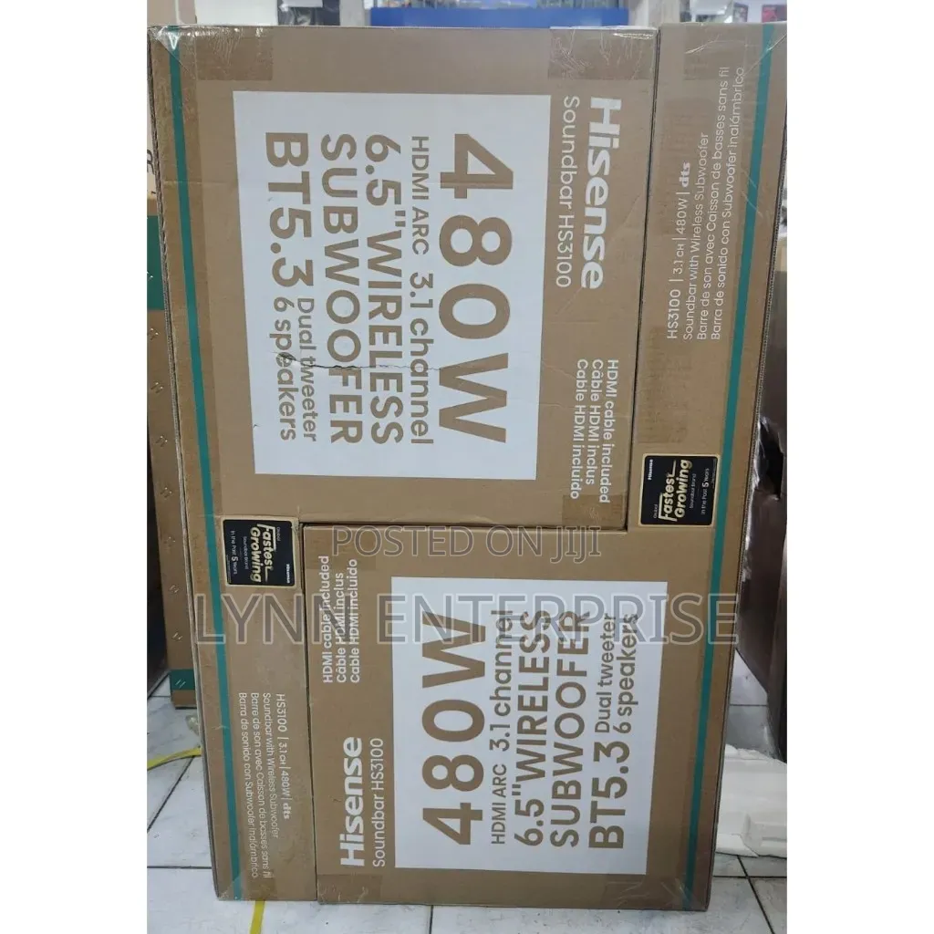 Hisense Soundbar Hs3100 480watts Btb.3dual Tweeter 6speakers 3.1channe