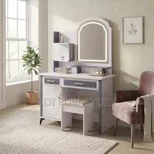 Dressers; Modern Dressing Table With LED Mirror Stool