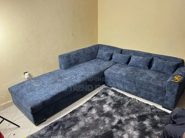 7 Seater L Seat Blue With Cushions