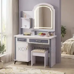 Dressers; Modern Dressing Table With LED Mirror Stool