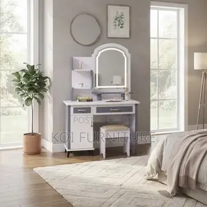 Dressers; Modern Dressing Table With LED Mirror Stool