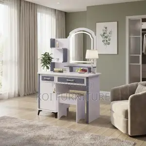 Dressers; Modern Dressing Table With LED Mirror Stool