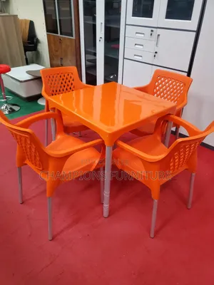 Orange 4-Seater Plastic Café Set
