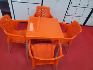 Orange 4-Seater Plastic Café Set