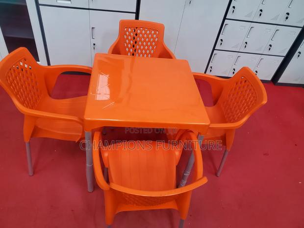 Orange 4-Seater Plastic Café Set - thumbnail 2