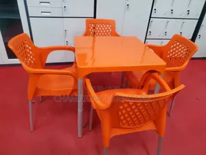 Orange 4-Seater Plastic Café Set