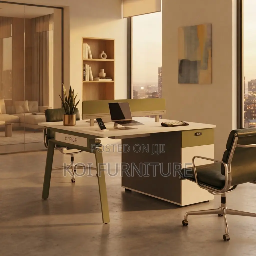 Office Worktstation; Two Users Wooden Office Station Table