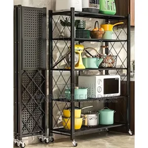 Kitchen Rack Big Size Foldable Kitchen Rack With Wheels