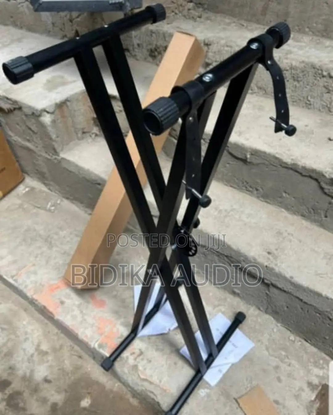 Heavy-Duty Double-X Adjustable Keyboard Stand With Safety Locking Stra