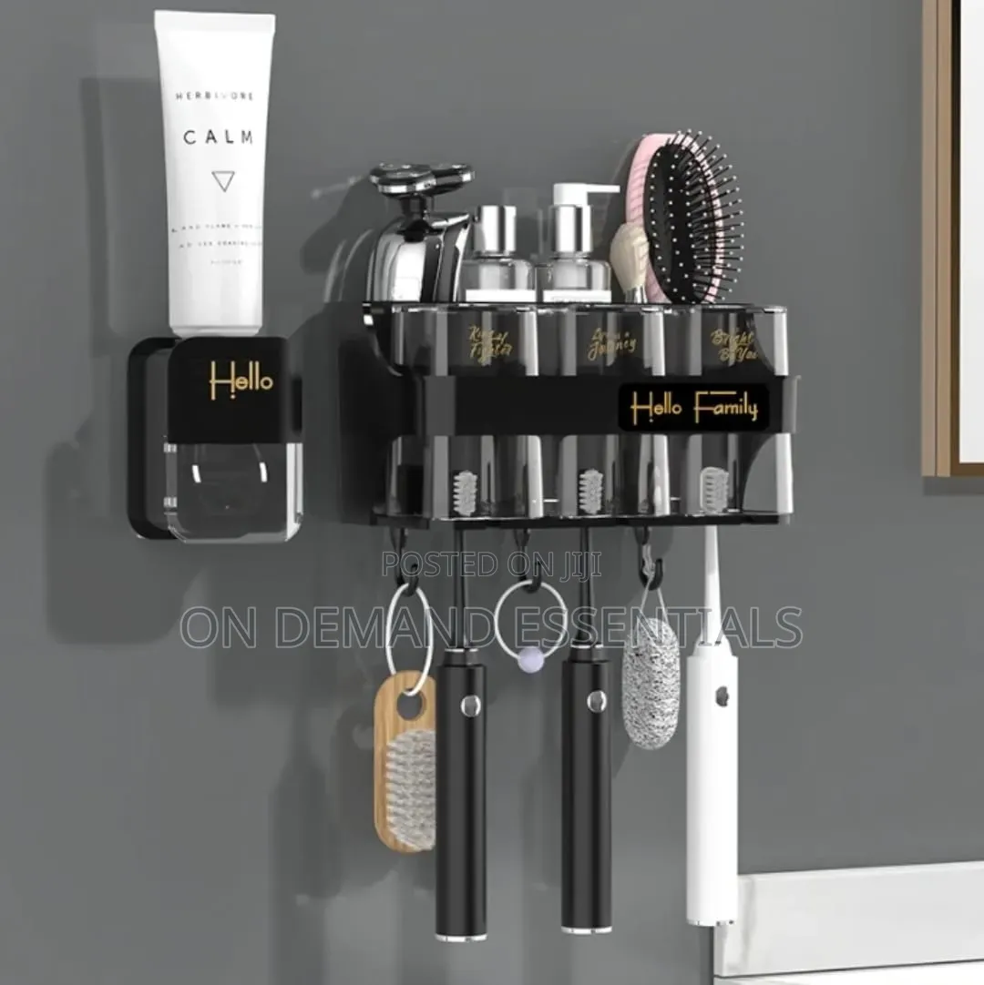 Toothbrush Holder /Toothpaste Dispenser With 4 Cups