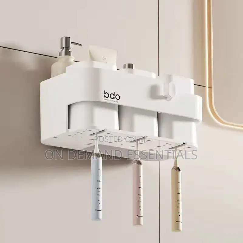 Bathroom Wall Mounted Toothbrush Holder With 3 Cups